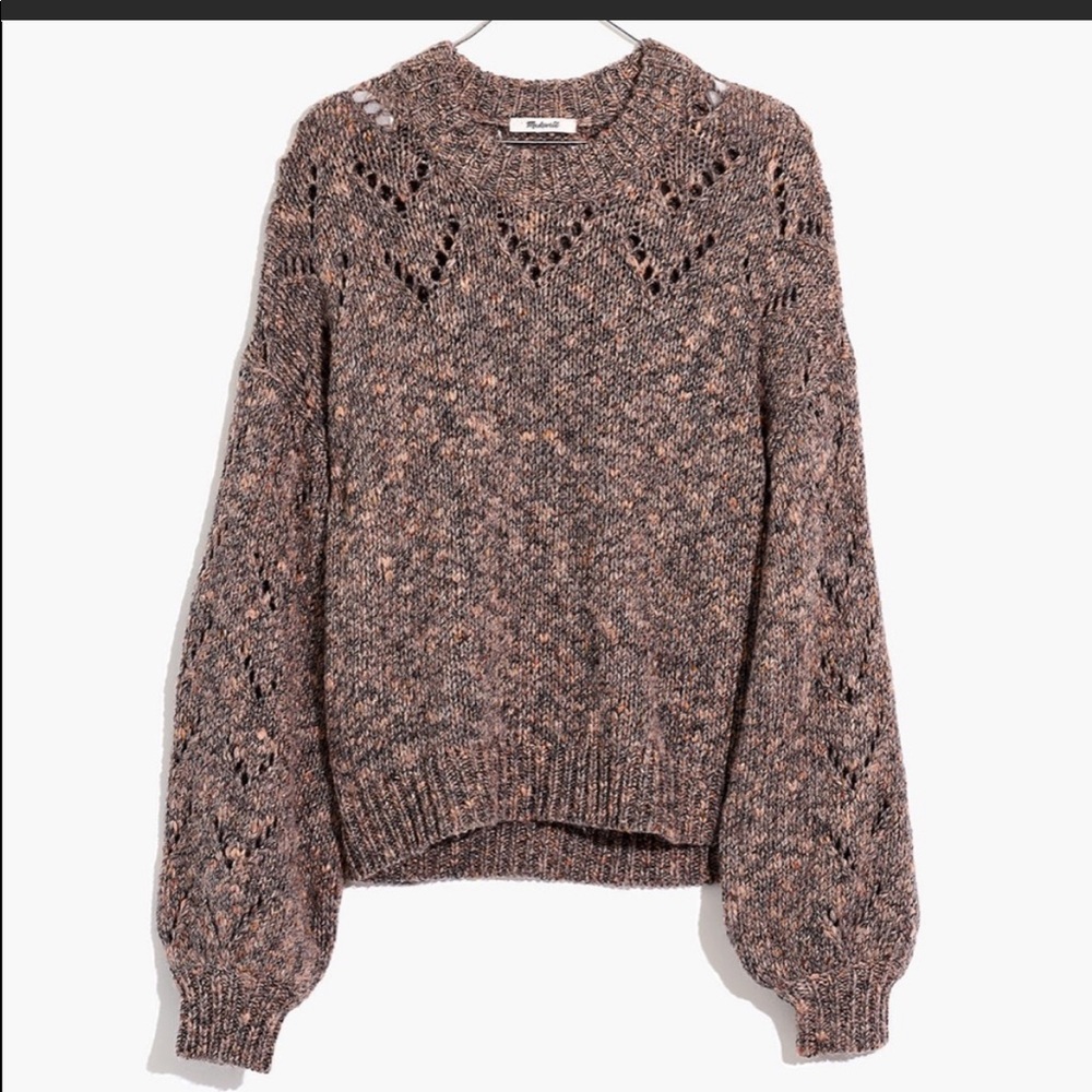 Pointelle Bubble-sleeve Sweater